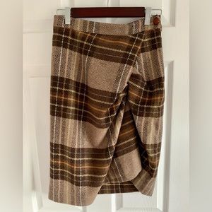 Anthropologie Cartonnier brown plaid skirt